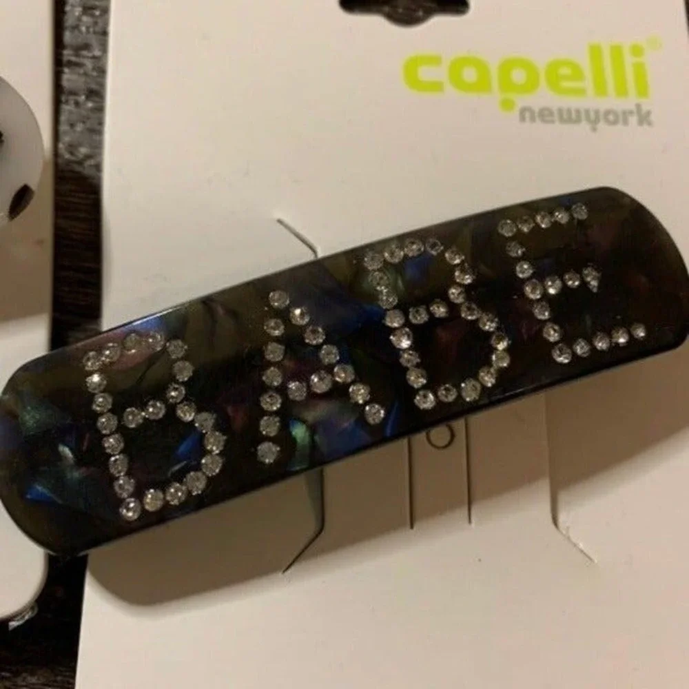 Capelli New York Hair Barrettes NWT Set of Two Babe Extra Leopard Rhinestone Y2K